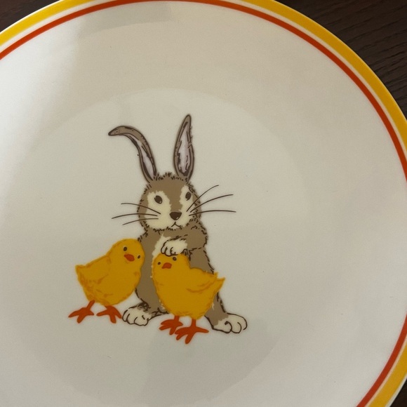 WORLD MARKET easter themed 8pc of 8” Colorful Rabbit Design Dinner Plates Set - Picture 5 of 11